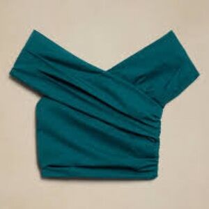 New Banana republic teal green Taffeta cropped top size 8 wrapped design